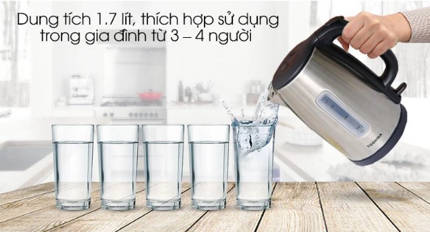 Ấm siêu tốc Toshiba KT-17SH1NV với dung tích 1.7L