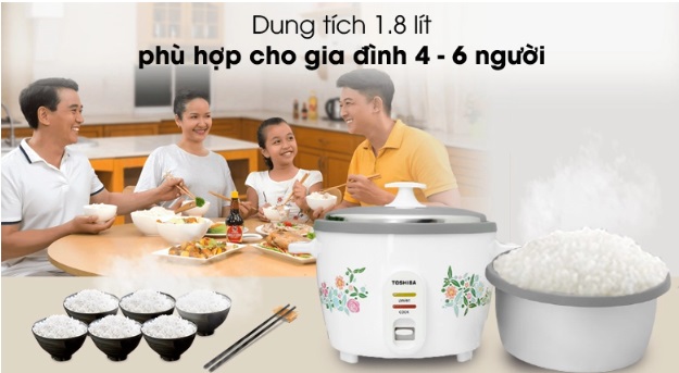 Dung tích Nồi cơm điện Toshiba RC-18MH1PV(F) thích hợp cho cả gia đình