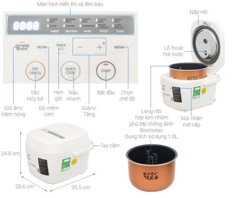  Nồi Cơm Điện Tử Toshiba RC-18DR5UVN