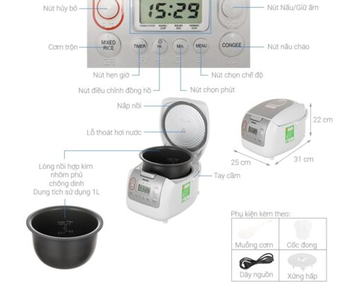 Nồi cơm điện tử Toshiba RC-10NMFVN(WT)