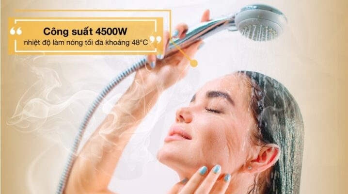 Máy nước nóng trực tiếp với công suất mạnh mẽ 4500W.