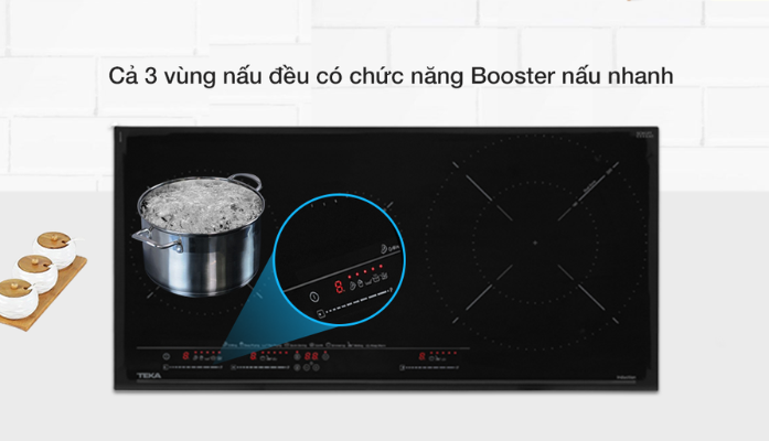 Bếp điện từ 3 vùng nấu Teka IZC 83620 MST BK với Booster nấu nhanh